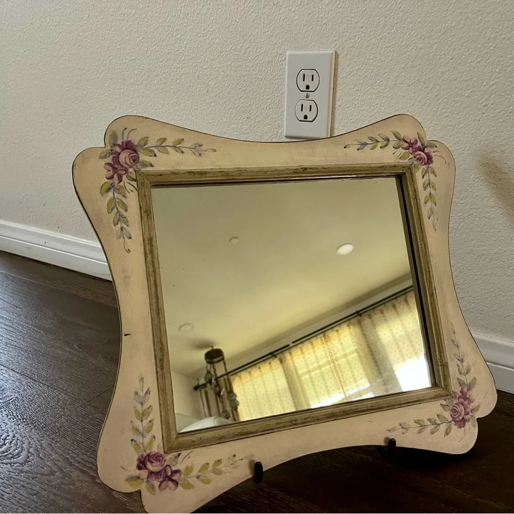 Floral Cream and Purple Wall Mirror